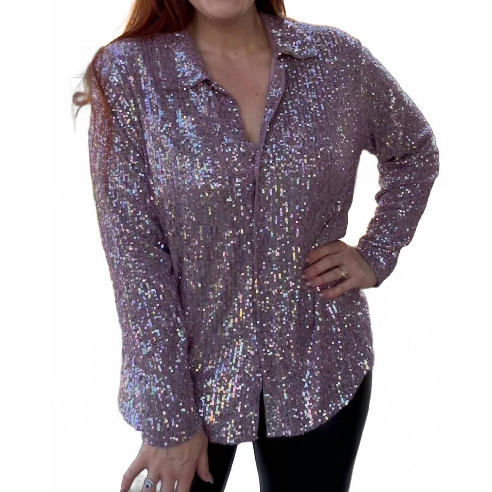 NEW LE SOIR glamorous touch blouse in purple